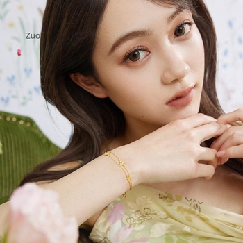 Dvostruka bakrena narukvica s motivom leptira, elektroplirano završno