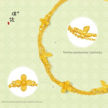 Dvostruka bakrena narukvica s motivom leptira, elektroplirano završno