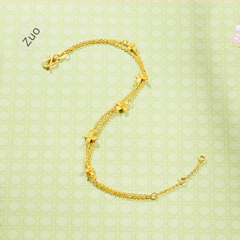 Dvostruka bakrena narukvica s motivom leptira, elektroplirano završno