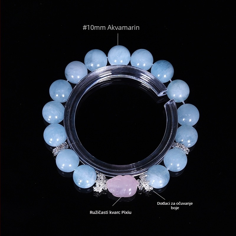 Narukvica od ružnog kvarca, nježan svjež stil, proljeće 2025