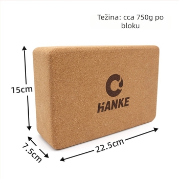Joga blok od visokodenzitnog kore, 740 g, za početnike, za korištenje u studiju joge