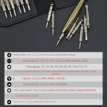 Kućni set odvijača — Višestruki alat za popravak Apple uređaja, mobitela i računala, od karbonskog čelika, s hex-bitovima