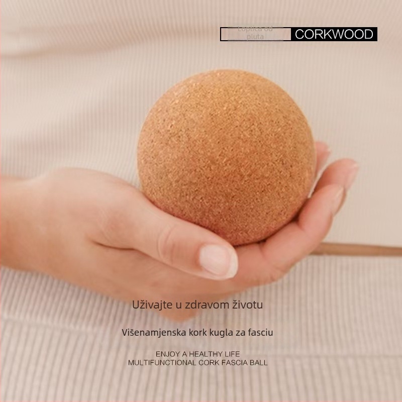 Joga korka fascia lopta - visoka gustoća kore, masažna lopta, nije napuhana, težina 30