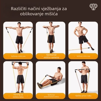 Set elastičnih traka otpora s napinjačem – 11 komada, TPR materijal, za odrasle, kućni treninzi