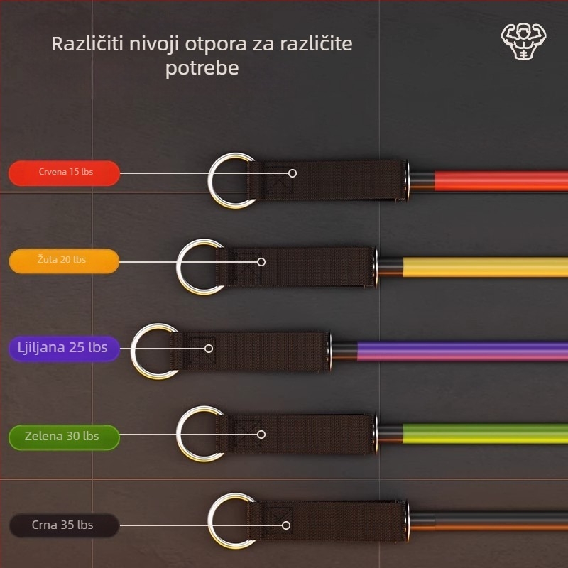 Set elastičnih traka otpora s napinjačem – 11 komada, TPR materijal, za odrasle, kućni treninzi