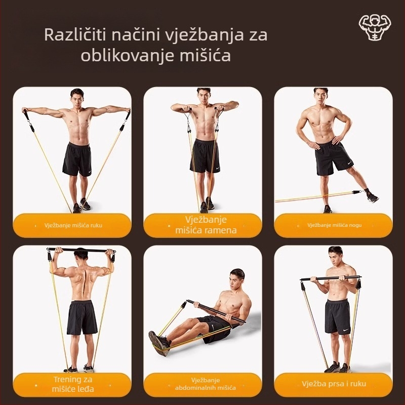 Set elastičnih traka otpora s napinjačem – 11 komada, TPR materijal, za odrasle, kućni treninzi