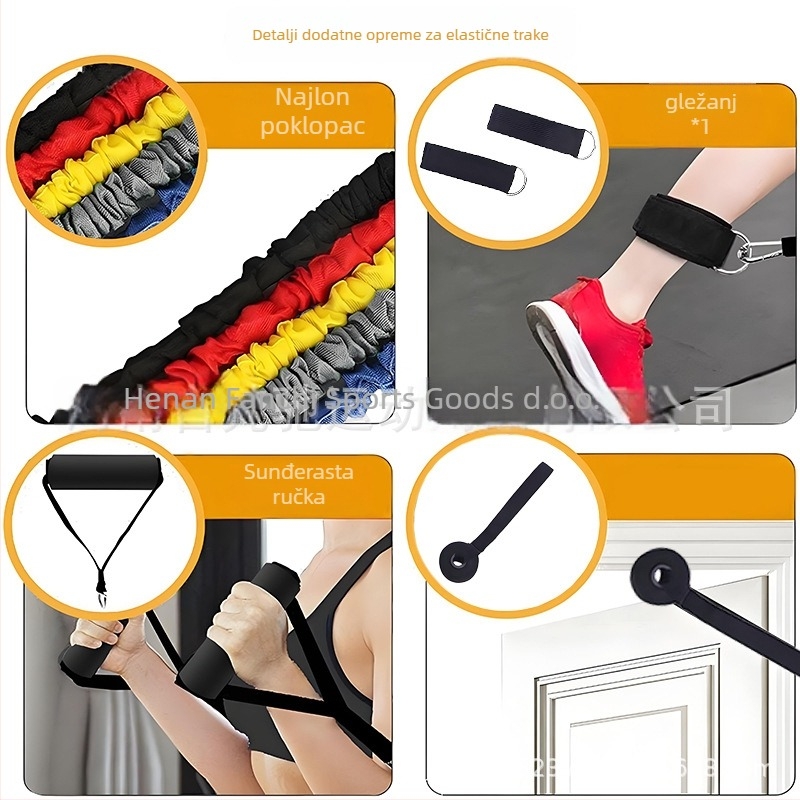 Traka otpora za fitness, višenamjenski trenirni konopac, TPES materijal, duljina 1,2 m, tip: napinjajući konopac, pogodno za tinejdžere, odrasle i starije osobe (TPES, 1.2 m, napinjajući konopac, tinejdžeri, odrasli, starije osobe)