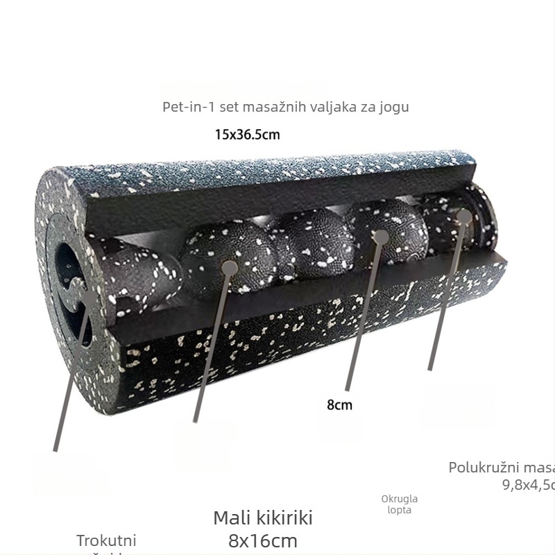 MAXSOINS Prazna joga stup s pet dijelova setom Peanut Ball i EPP pjena valjak, materijal: spužva, 01