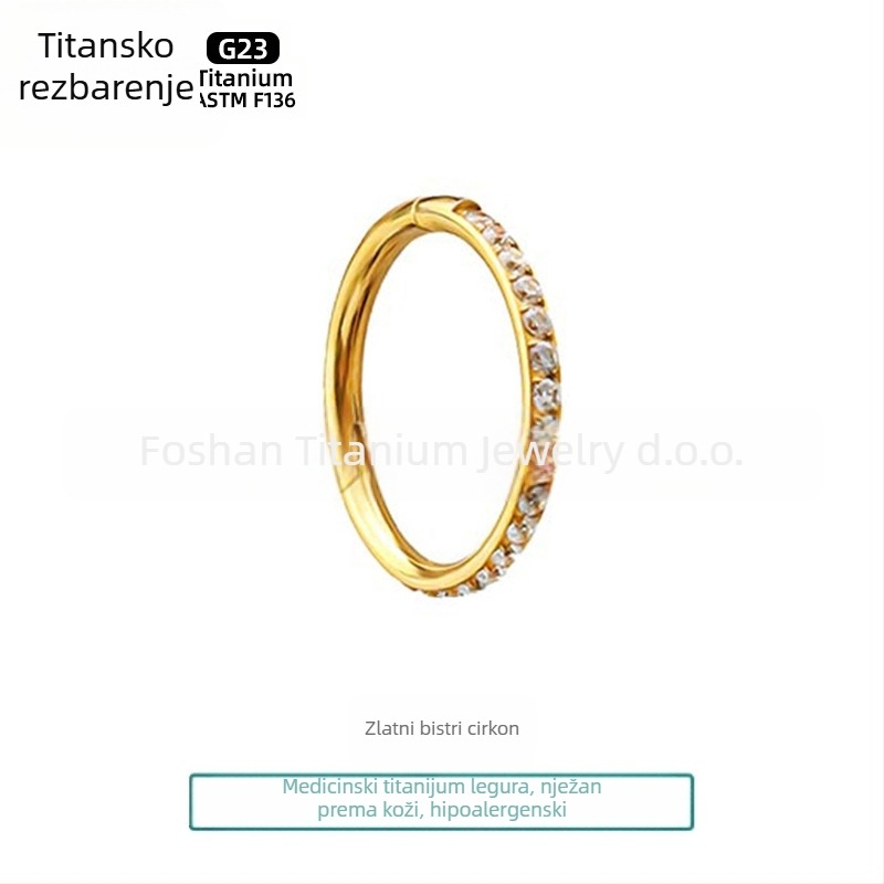 F136 titanijeva spojina naušnice – geometrijski hoopovi, unisex, polirani titanijev kristal