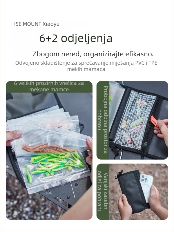 Ise Mount Vodootporna PVC Torbica za Mekane Mamce – Prijenosna, Odvojiva, Višenamjenski Organizator Ribarske Opreme