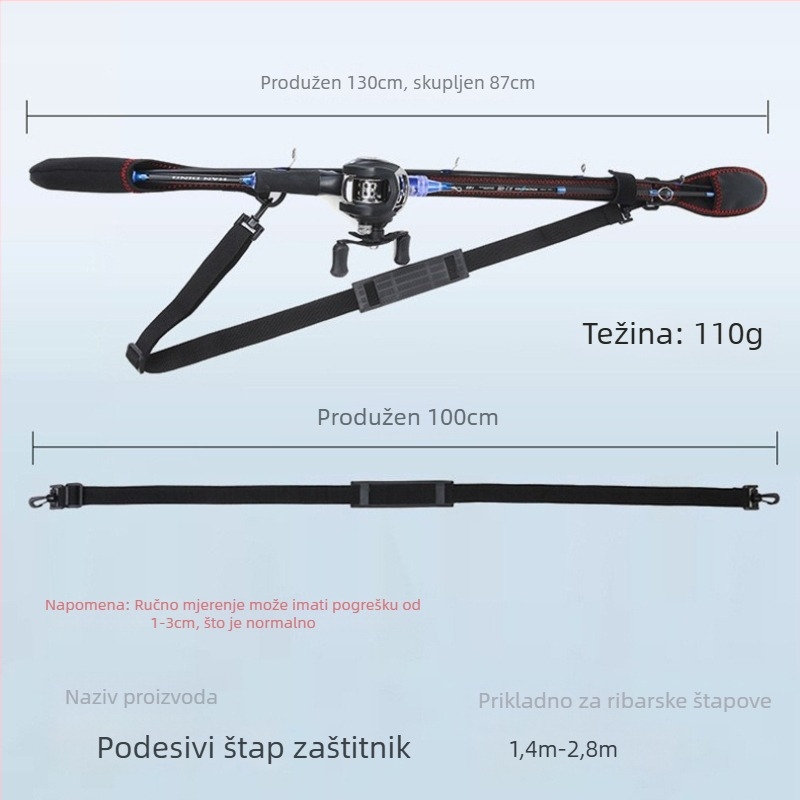 Prilagodljiva torba za štapove s prostorom za pohranu i elastičnim remenom, džep za muline, Hongchuan, materijal poliester vlakno