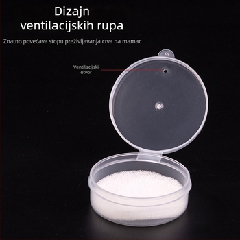 Kutija za krvne crve s odjeljkom za uzgoj i gornjim odjelom za mamac, otvori i spužva, ABS materijal, marka Huansheng, podrijetlo Kina