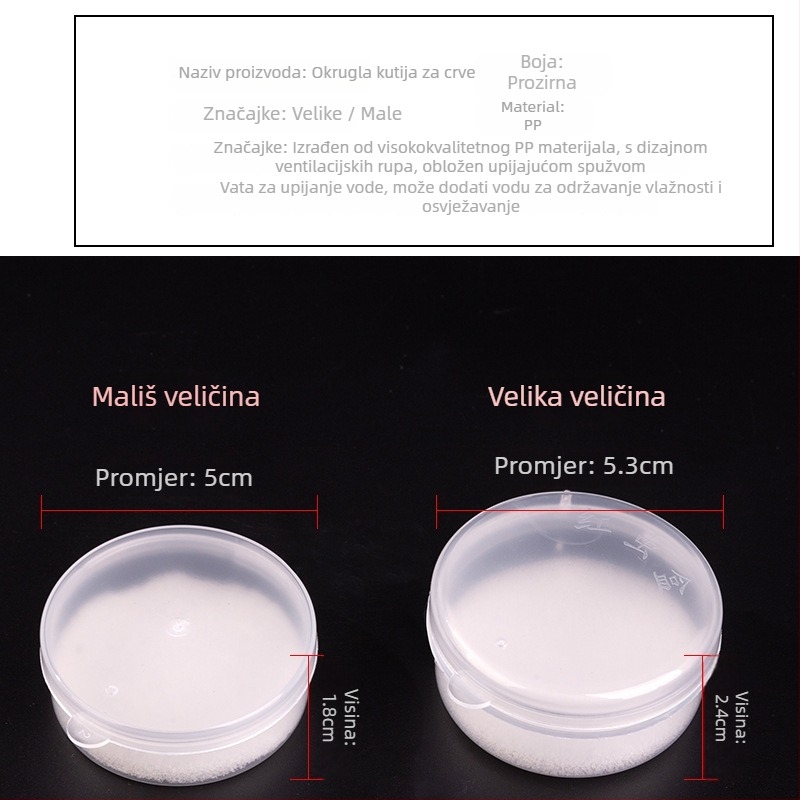 Kutija za krvne crve s odjeljkom za uzgoj i gornjim odjelom za mamac, otvori i spužva, ABS materijal, marka Huansheng, podrijetlo Kina