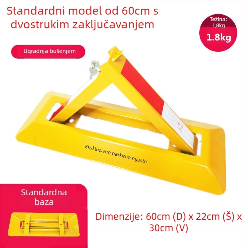 Podni zaključavanje za parkiranje Tip A – ojačana konstrukcija otpornosti na udarce, hladno valjani čelik, čelični cilindar brava, za podzemne garaže, brend Keding Shield