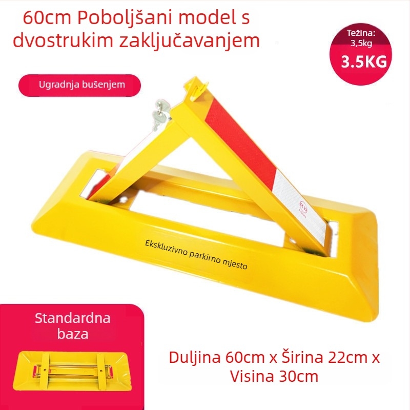 Podni zaključavanje za parkiranje Tip A – ojačana konstrukcija otpornosti na udarce, hladno valjani čelik, čelični cilindar brava, za podzemne garaže, brend Keding Shield