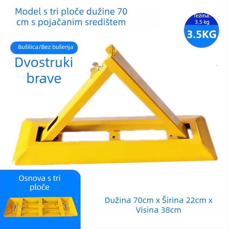 Podni zaključavanje za parkiranje Tip A – ojačana konstrukcija otpornosti na udarce, hladno valjani čelik, čelični cilindar brava, za podzemne garaže, brend Keding Shield