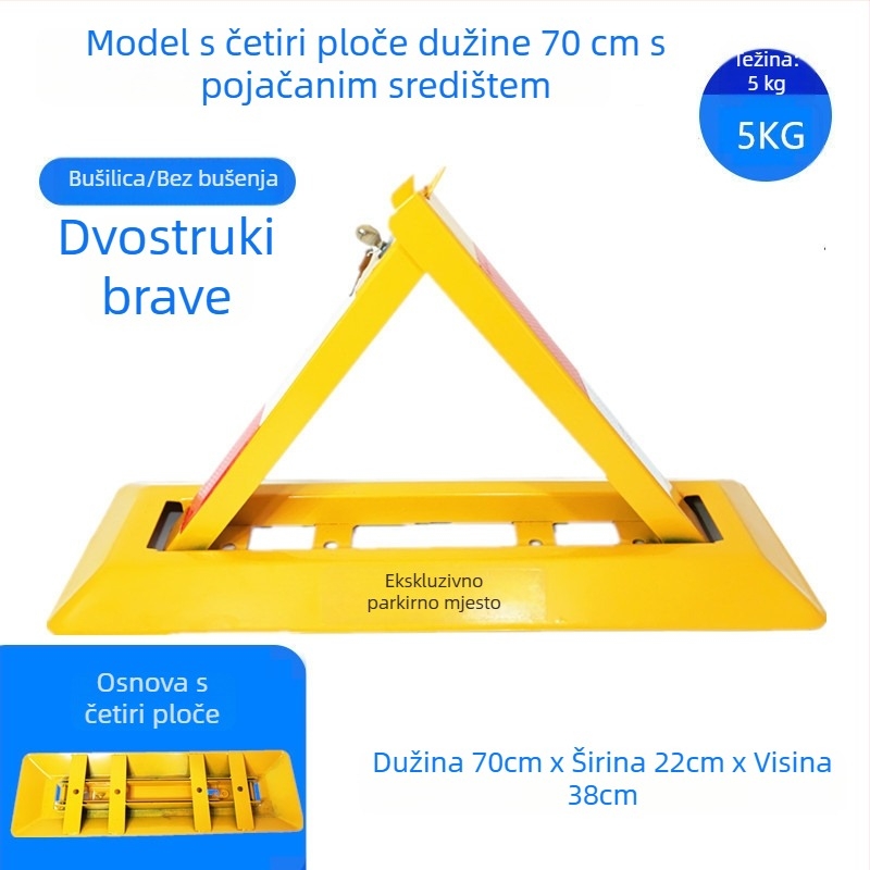 Podni zaključavanje za parkiranje Tip A – ojačana konstrukcija otpornosti na udarce, hladno valjani čelik, čelični cilindar brava, za podzemne garaže, brend Keding Shield