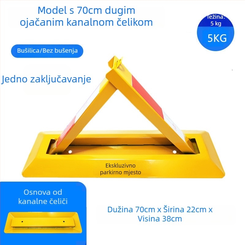 Podni zaključavanje za parkiranje Tip A – ojačana konstrukcija otpornosti na udarce, hladno valjani čelik, čelični cilindar brava, za podzemne garaže, brend Keding Shield