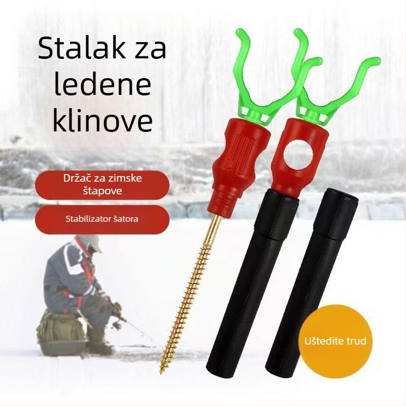 Oprema za ribolov na ledu: kolčići za ledeni šator i spiralni vijci, plastični