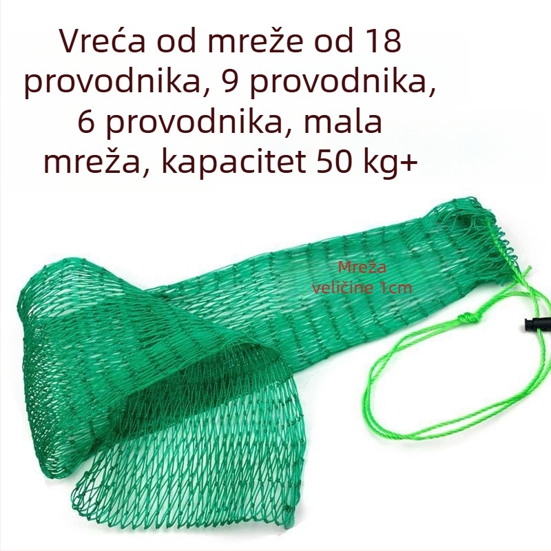 PU mrežasta torba za ribolov sa šnurnom, debelo mrežno s malim otvorima