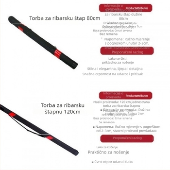 Torba za štap za ribolov s tvrdom kućištem – PVC materijal, nije vodootporna