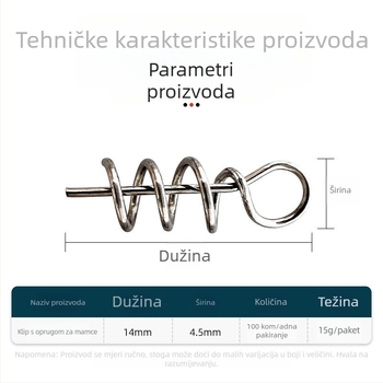 Ribolovački pribor za umjetne mamce: opružni pin za mekane mamce, 304 nehrđajući čelik, Samsung Fishing Gear