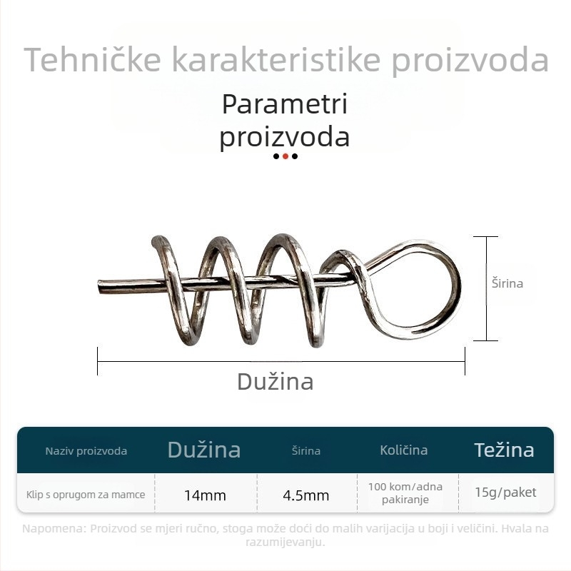 Ribolovački pribor za umjetne mamce: opružni pin za mekane mamce, 304 nehrđajući čelik, Samsung Fishing Gear