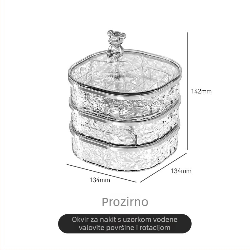 Kutija za nakit PET+ABS, lagani luksuzni stil, tvrda konstrukcija, jednobojna