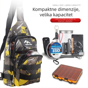 Haodun torba za mamce – platnena, višenamjenska ribarska torba za utovar mamaca, maskirni dizajn, ramenski crossbody remen, nije vodootporna