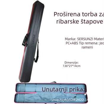 Proširena tvrda torba za štapove za ribolov, prostor za duge sekcije, PVC, otporna na tlak