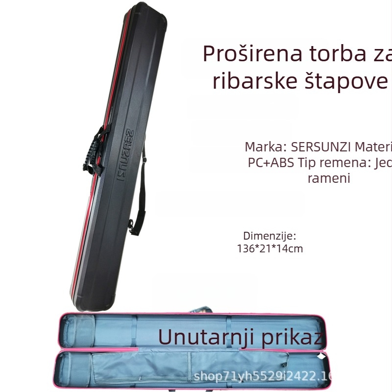 Proširena tvrda torba za štapove za ribolov, prostor za duge sekcije, PVC, otporna na tlak