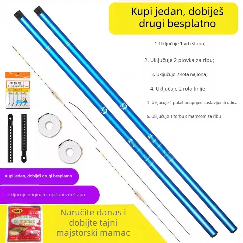 Set štapova za ribolov - ultra lagan, ultra tvrd, kratka sekcija, staklena vlakna, Arnold