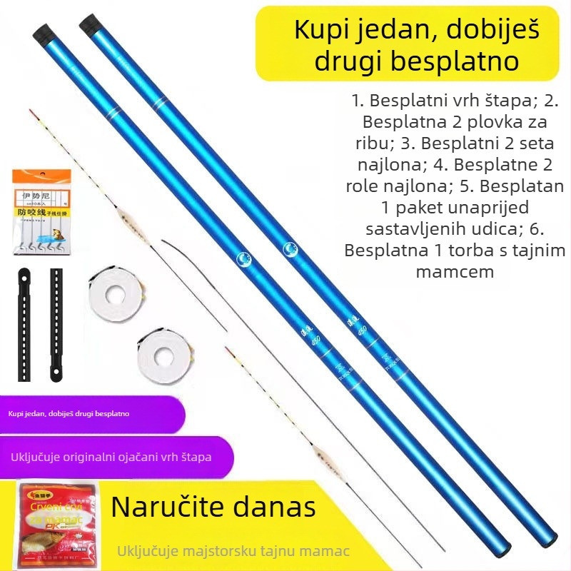 Set štapova za ribolov - ultra lagan, ultra tvrd, kratka sekcija, staklena vlakna, Arnold