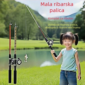 Dječji štap za ribolov od stakloplastike – kompletan set