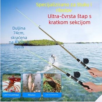 Dječji štap za ribolov od stakloplastike – kompletan set