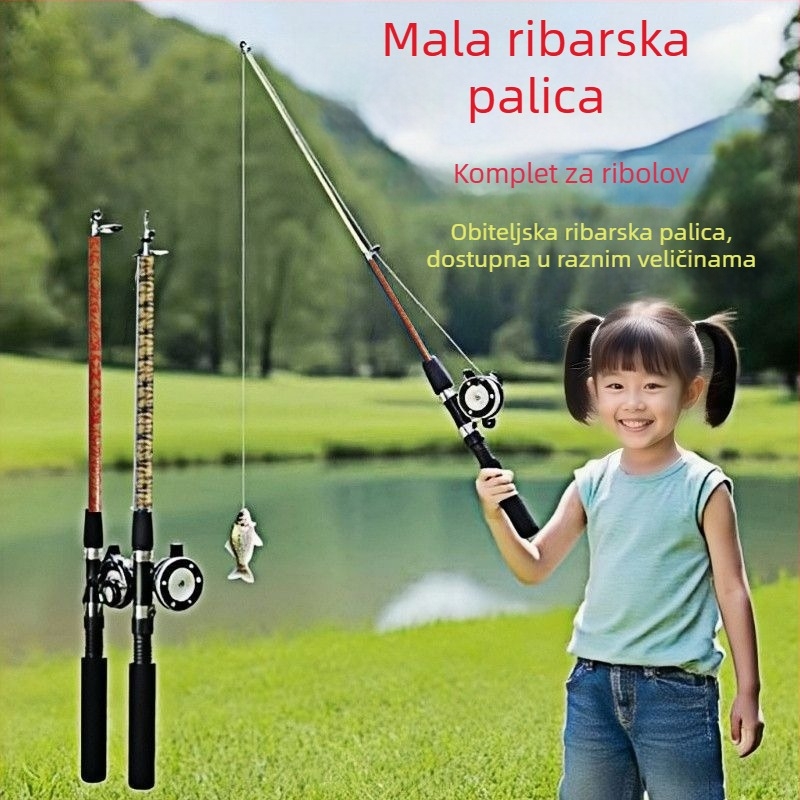 Dječji štap za ribolov od stakloplastike – kompletan set