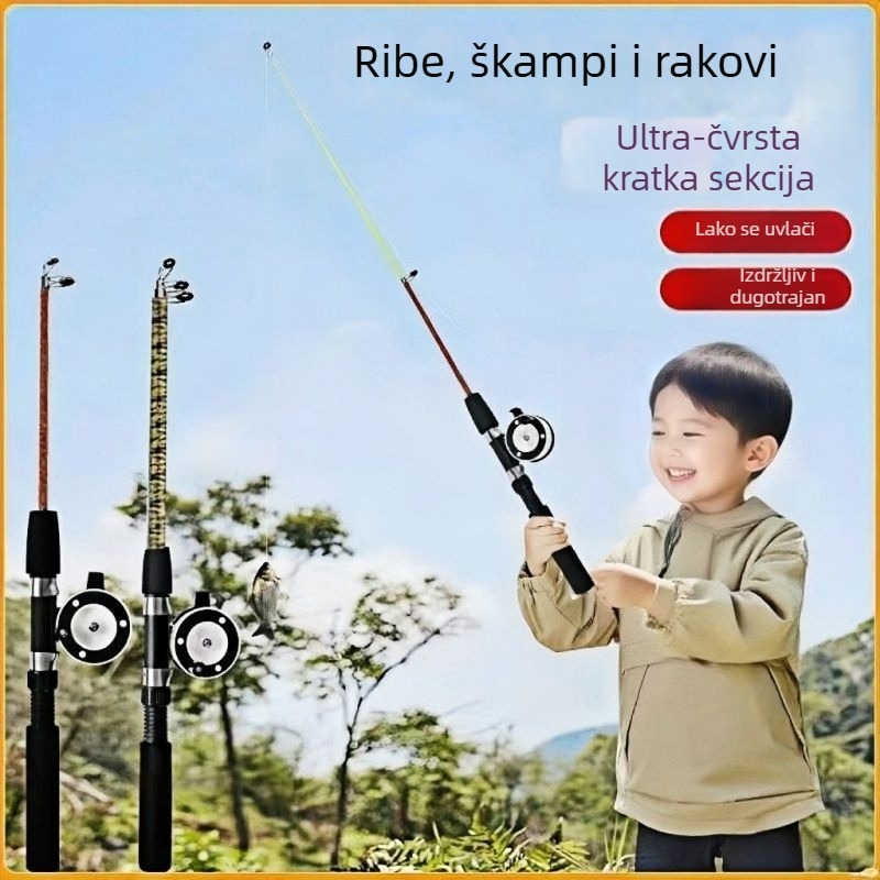 Dječji štap za ribolov od stakloplastike – kompletan set