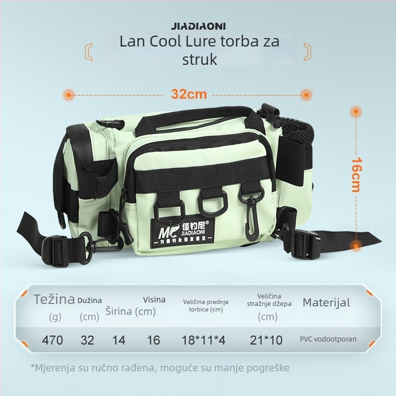 Torba za ribolov na mamce, višefunkcionalni pojas/ramena dizajn, platno (Brand: Jiajiaoni; Materijal: Platno; Vodootpornost: Ne)