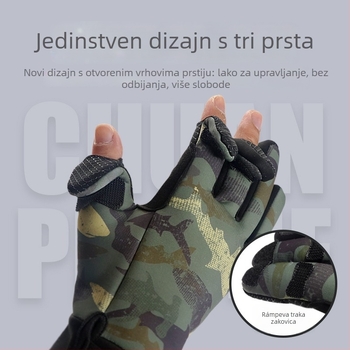 Zimske rukavice za ribolov – otporne na ubod, vodonepropusne, posebno za morski ribolov na mamce, s otvorenim troprstnim dizajnom i debelim za lov na ledu