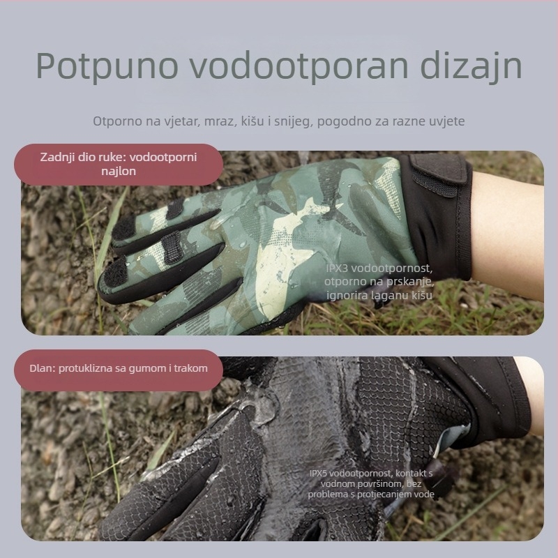 Zimske rukavice za ribolov – otporne na ubod, vodonepropusne, posebno za morski ribolov na mamce, s otvorenim troprstnim dizajnom i debelim za lov na ledu