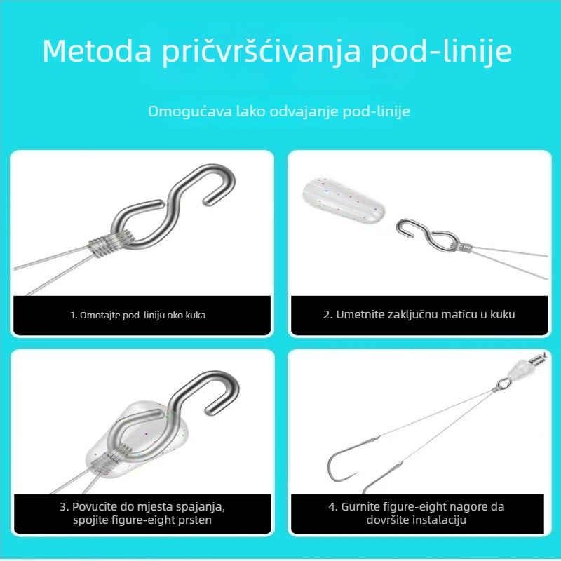 Klip za podliniju s brzim spajanjem, odvojivim konektorom i prstenom u obliku osmine