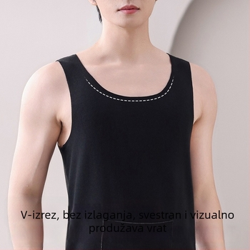 Muška termalna vesta s dvostrukim džepovima, topla, dvostruka konstrukcija, okrugli izrez, poliester