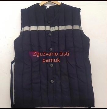 Radnički pamučni prsluk s kapulom, V-izrezom, kopčama na jednom redu, široki kroj, Corduroy tkanina