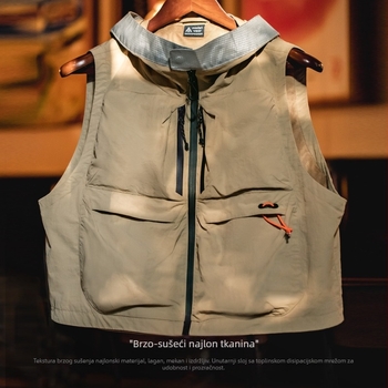 Muški radni prsluk s kapuljačom, brzo-sušnji najlon, višestruki džepovi, za kampiranje i ribolov