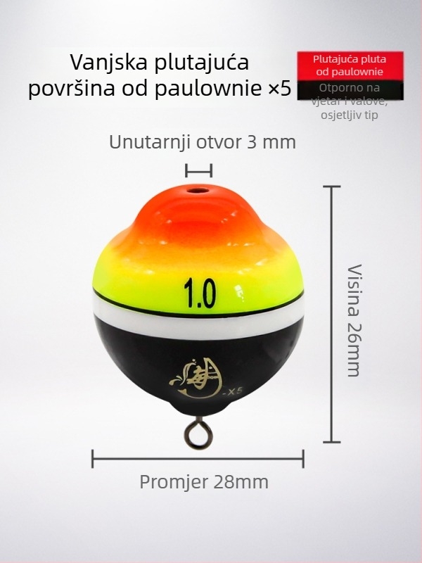 Sea plovak za ribolov Apo, materijal Buttonwood, kompatibilan s glow-stickom