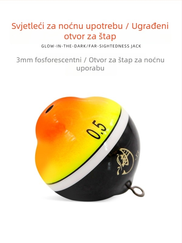 Sea plovak za ribolov Apo, materijal Buttonwood, kompatibilan s glow-stickom