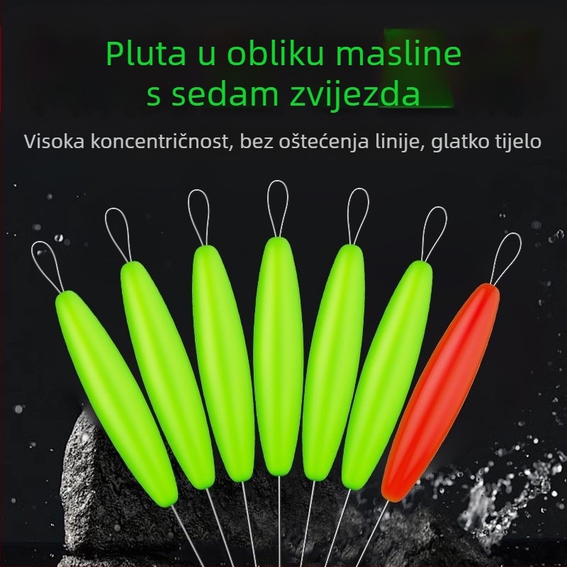 Vertikalna pluta za ribolov - visoka osjetljivost, fluorescencija, oblik maslinaste vrste, sedam zvjezdica, u velikom pakiranju