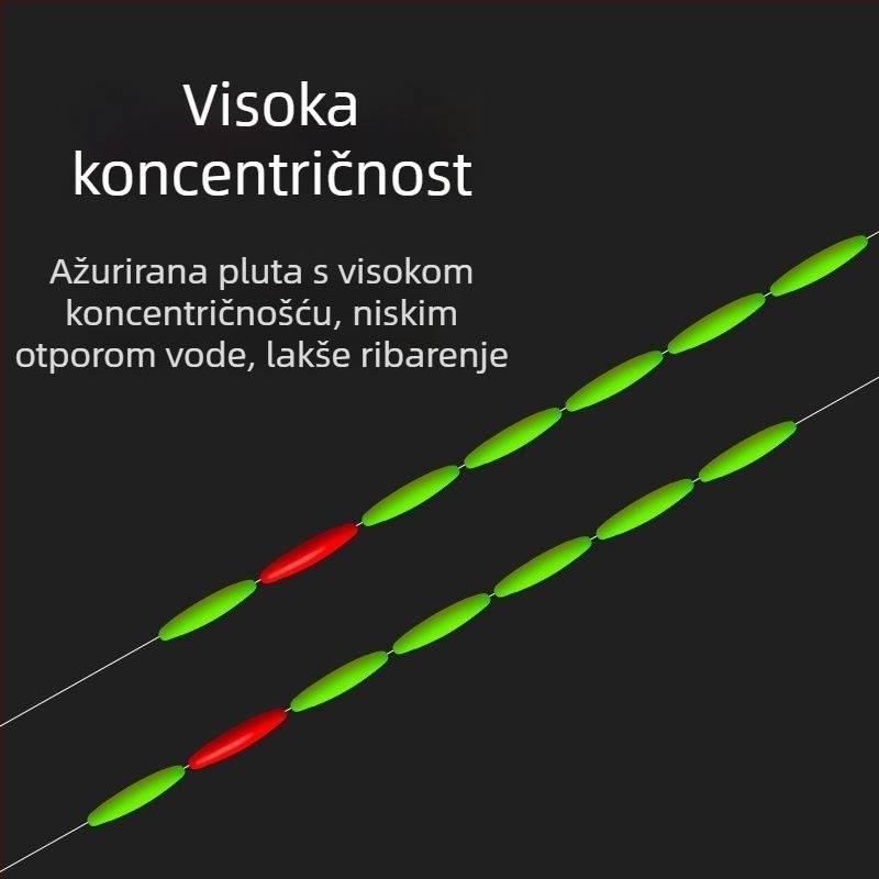 Vertikalna pluta za ribolov - visoka osjetljivost, fluorescencija, oblik maslinaste vrste, sedam zvjezdica, u velikom pakiranju