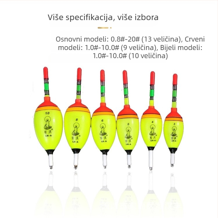 EVA mekani plutač s osvijetljenim umetkom za morski i stijenski ribolov – dugi bacaj, pluta s velikim trbuhom