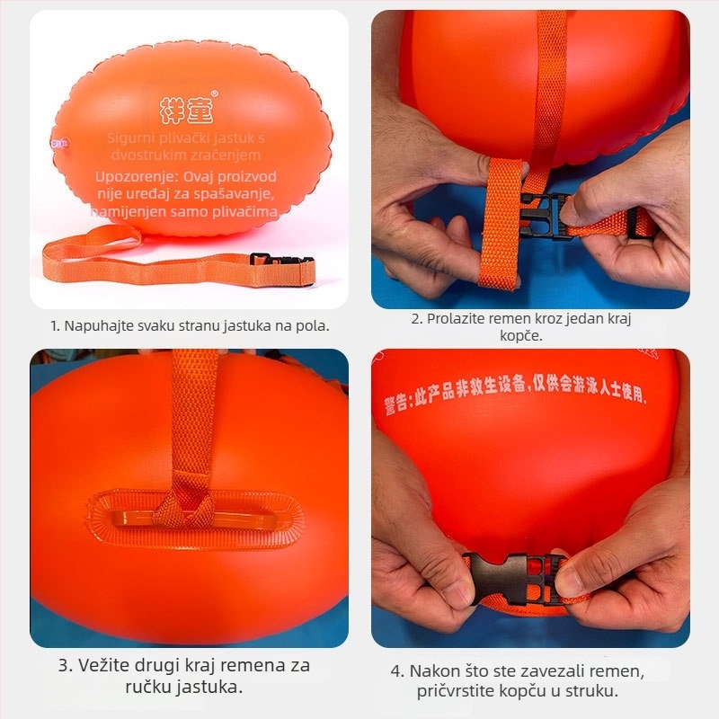 Dvojkamerni plivački prsten za odrasle, karikaturni uzorak, PVC debljina 18, za plivanje i hodanje po vodi